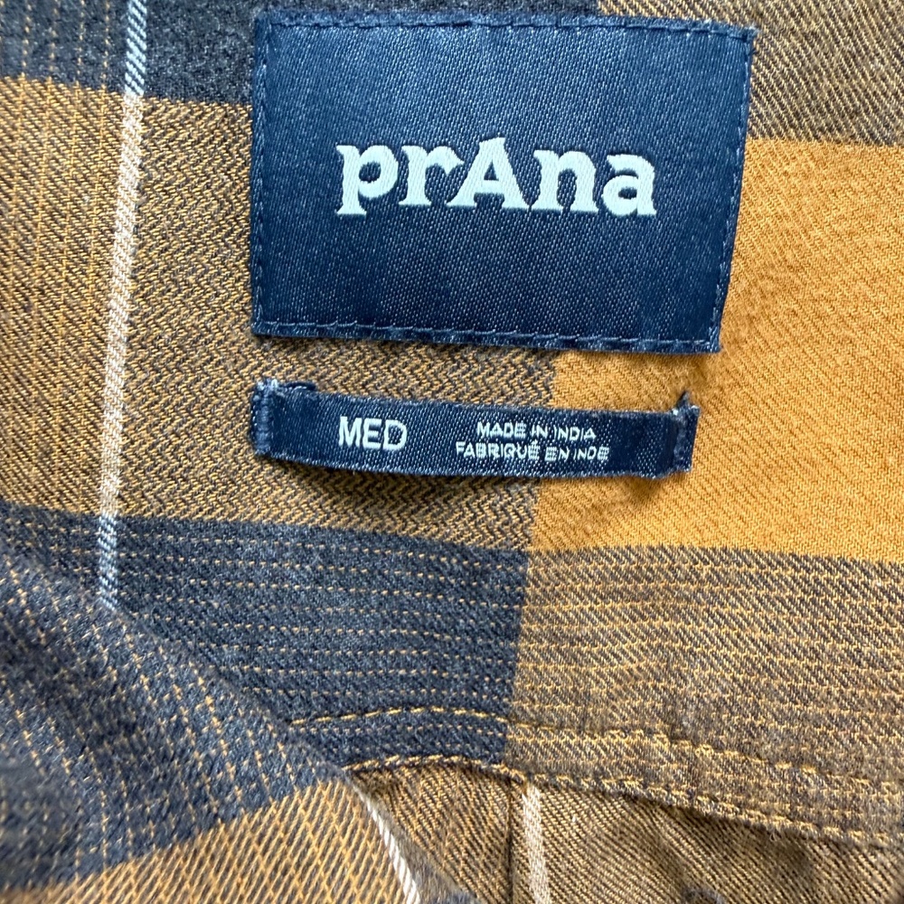 PRANA | Men's Organic Cotton Gray Flannel Plaid Shirt Sz M - Picture 7 of 8